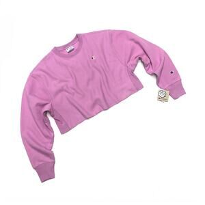 Champion Cropped Cut Off Sweatshirt Crew Reverse Weave Womens Size XL Pink